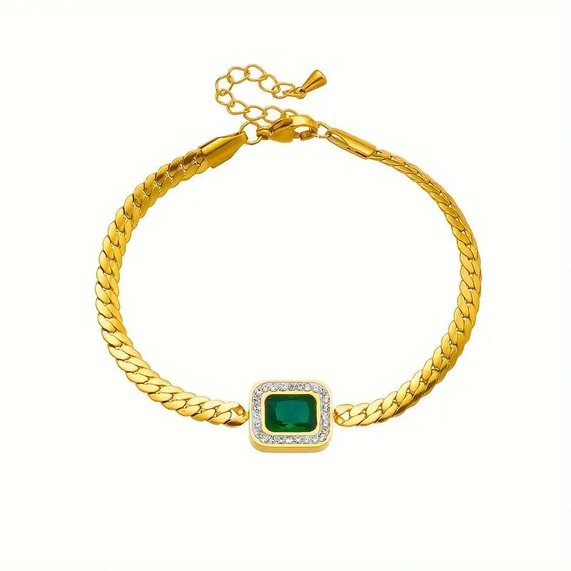 Or Émeraude Bracelet Chaîne