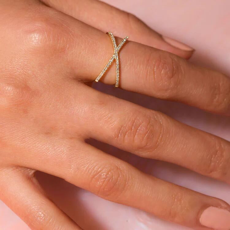 Nia Or Diamant Croix Bague