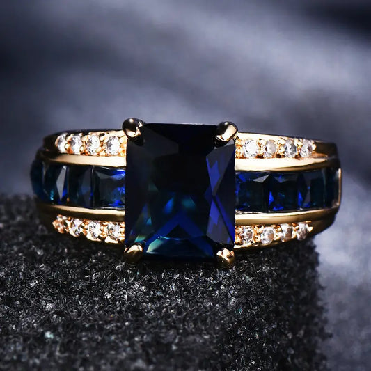 Or Saphir Square-Cut Bague