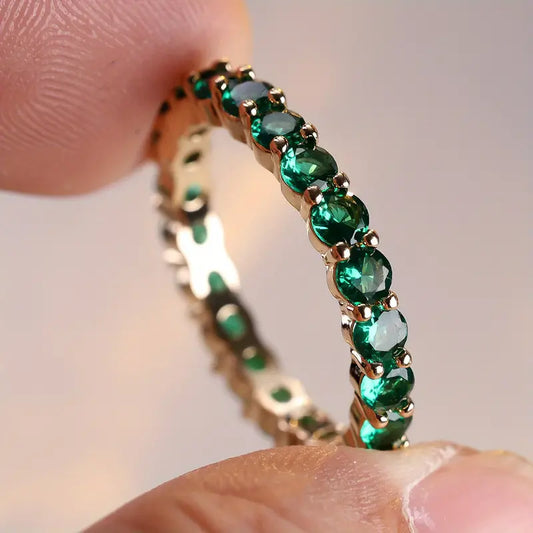 Or Émeraude Éternité Bague