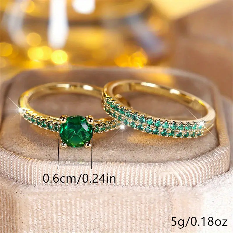 Serena Émeraude Duo Bague Set | Or
