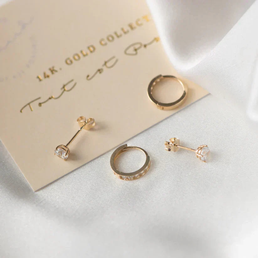 Dara Brillane Pierre Boucles d'Oreilles Set | Or