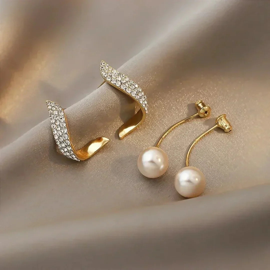 Cristal Feather Perle Boucles d'Oreilles