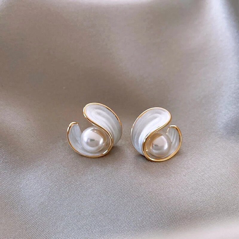 Or Swirl Perle Puces d'Oreilles