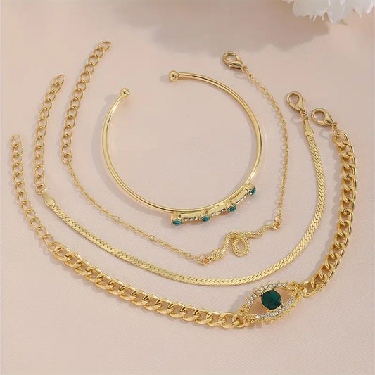 Or Émeraude Bracelet à Breloques Set