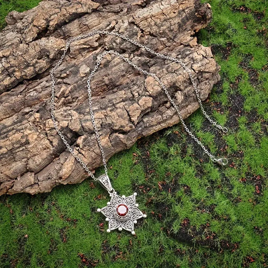Argent Rubis Étoile Collier à Pendentif