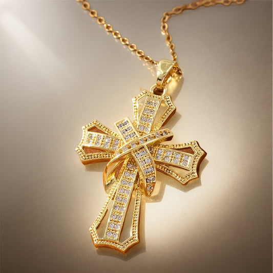 Radiant Croix Collier à Pendentif | Or