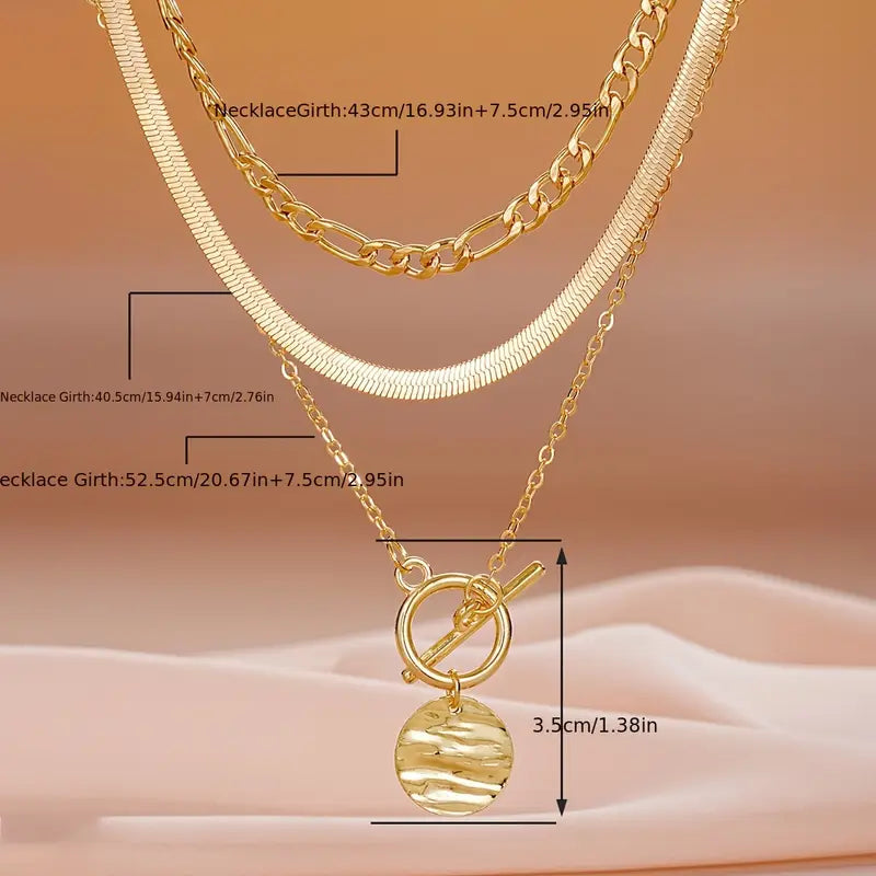 Savira Textured Coin Superposé Collier | Or