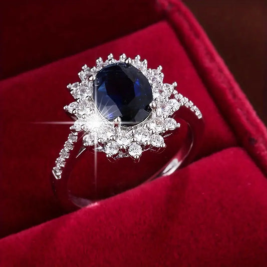 Or Saphir Halo Bague