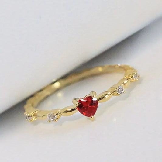 Or Rubis Cœur Bague