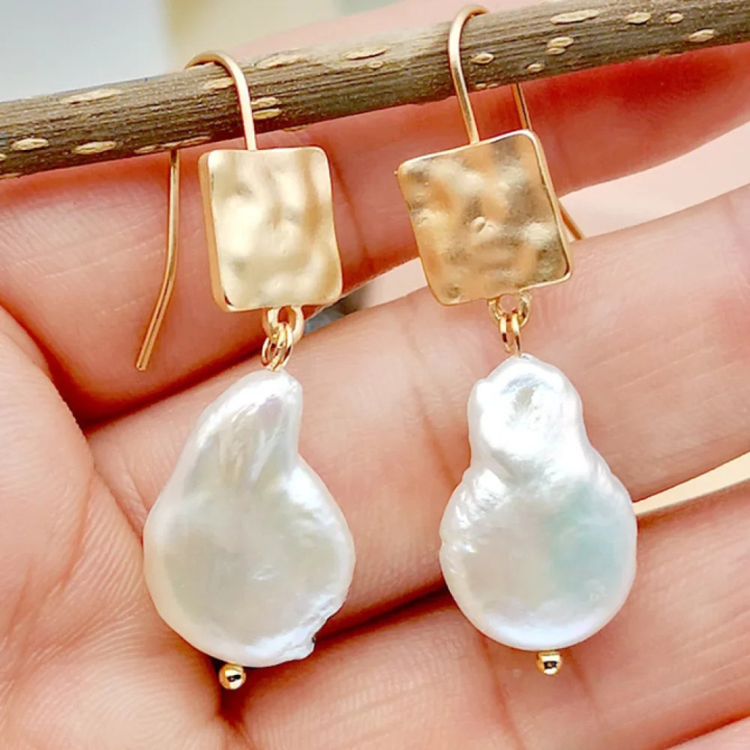 Rough Freshwater Perle Boucles d'Oreilles