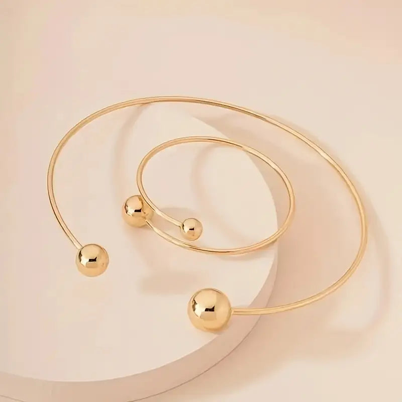 Minimaliste Glow Collar & Bracelet Manchette Set | Or