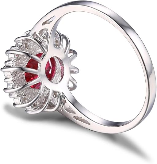 Classique Rubis Halo Bague | Or Blanc
