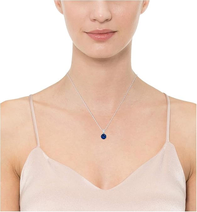 Taille Ronde Saphir Collier | Or Blanc