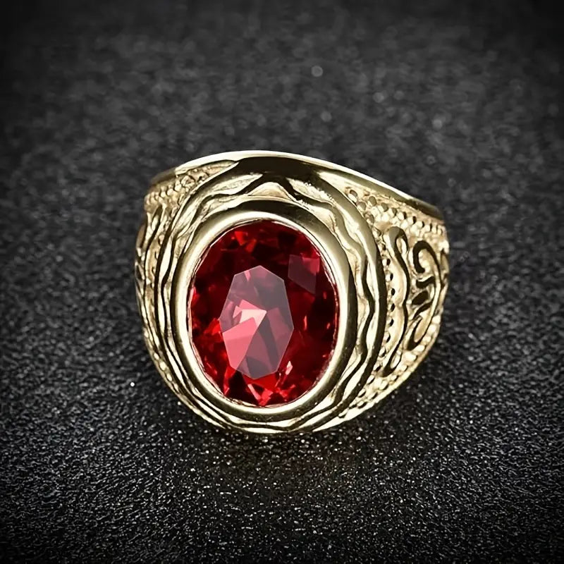 Or Rubis Gravé Bague