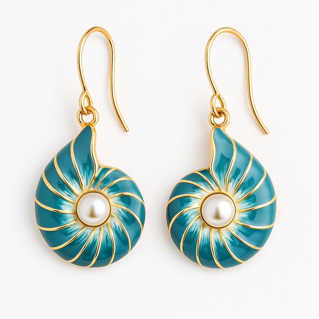 Seashell Perle Or Boucles d'Oreilles