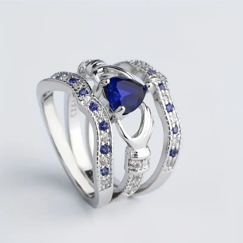 Argent Saphir Interlocking Bague