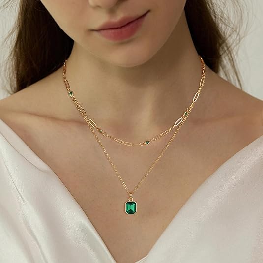Émeraude Clover Collier à Pendentif | Or