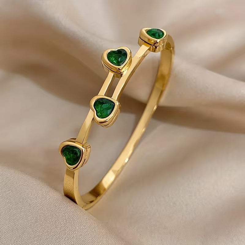 Verde Cœurs Bracelet | Or