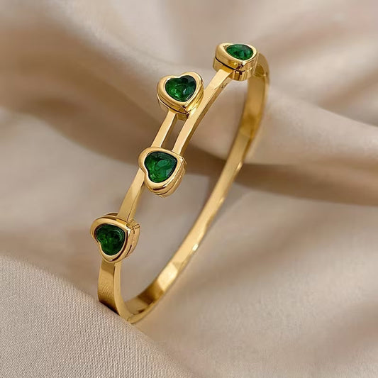 Verde Cœurs Bracelet | Or