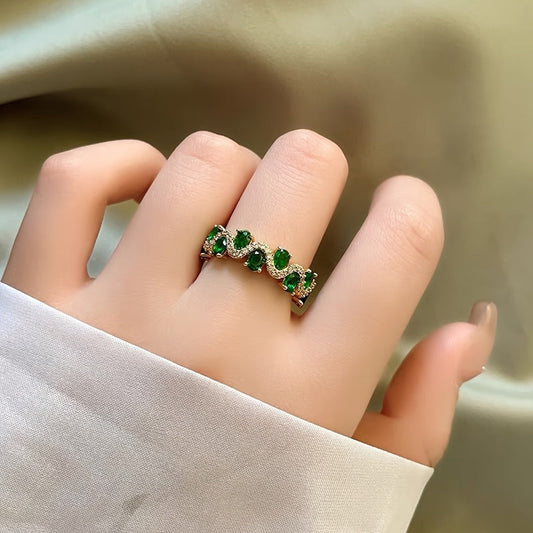 Calira Sparkling Émeraude Bague Ouverte | Or