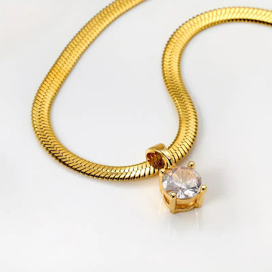Élégant Rhinestone Collier à Pendentif | Or
