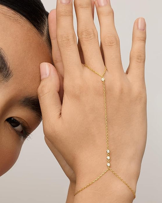 Perlé Handchain Bracelet | Or