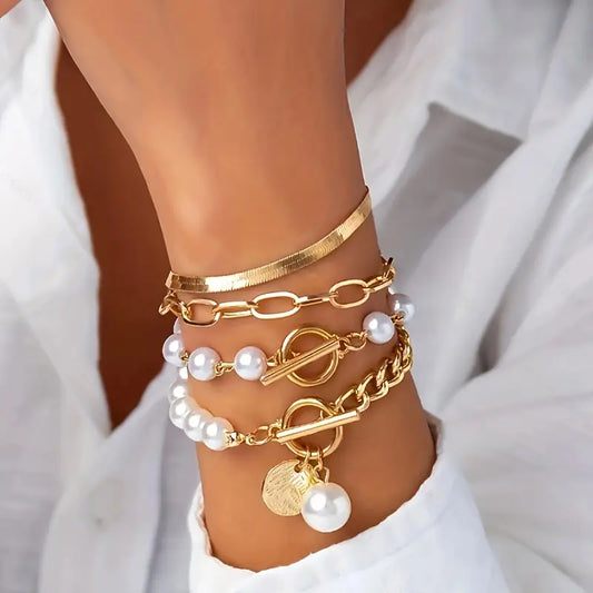 Premium Superposé Perle Bracelet Set