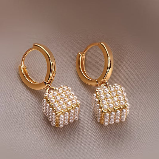 Perle Cube Boucles d'Oreilles