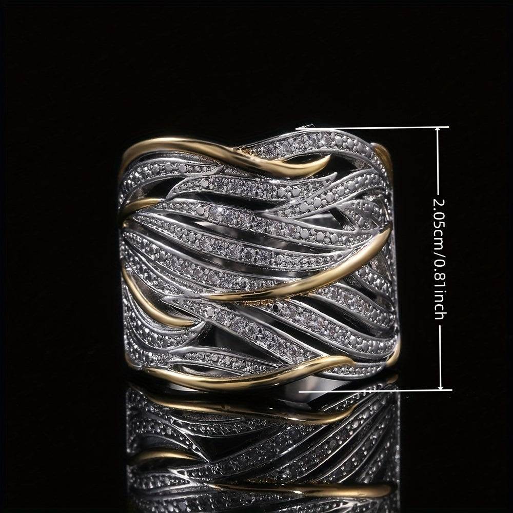 Argent et Or Tissé Anneau Bague