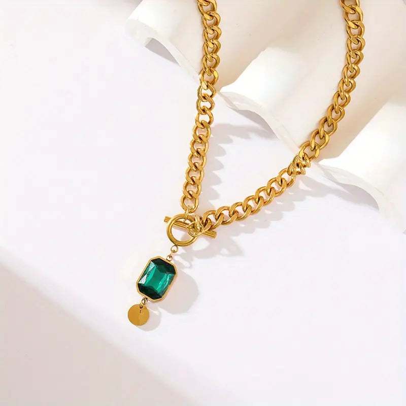 Or Émeraude Collier Chaîne