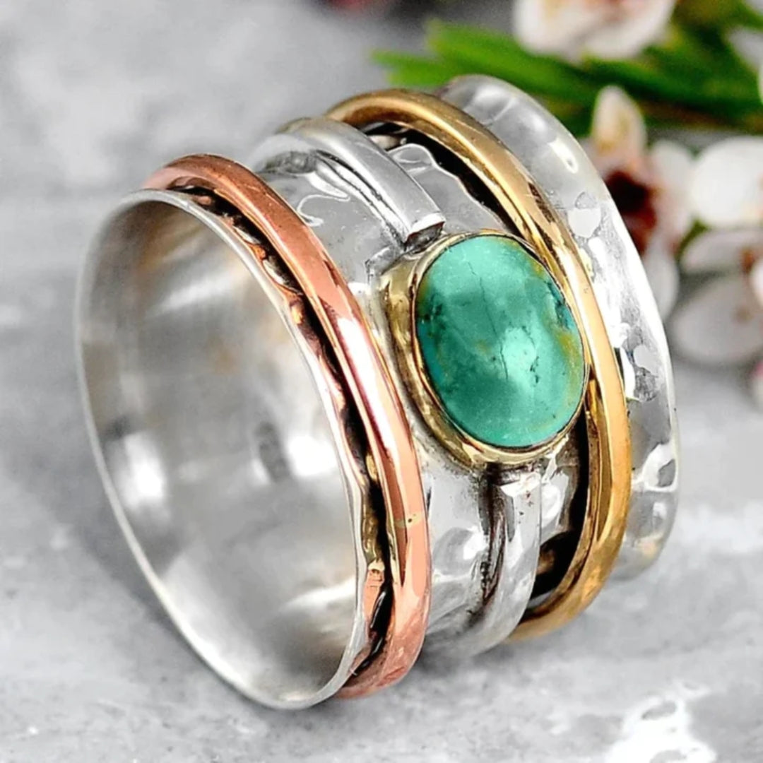Argent Or et Or Rose Serti Clos Accent Bague