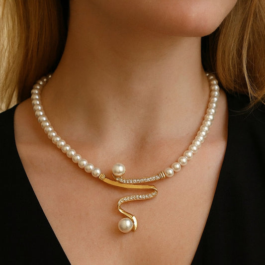 Élégant Naturel Perle Collier Set
