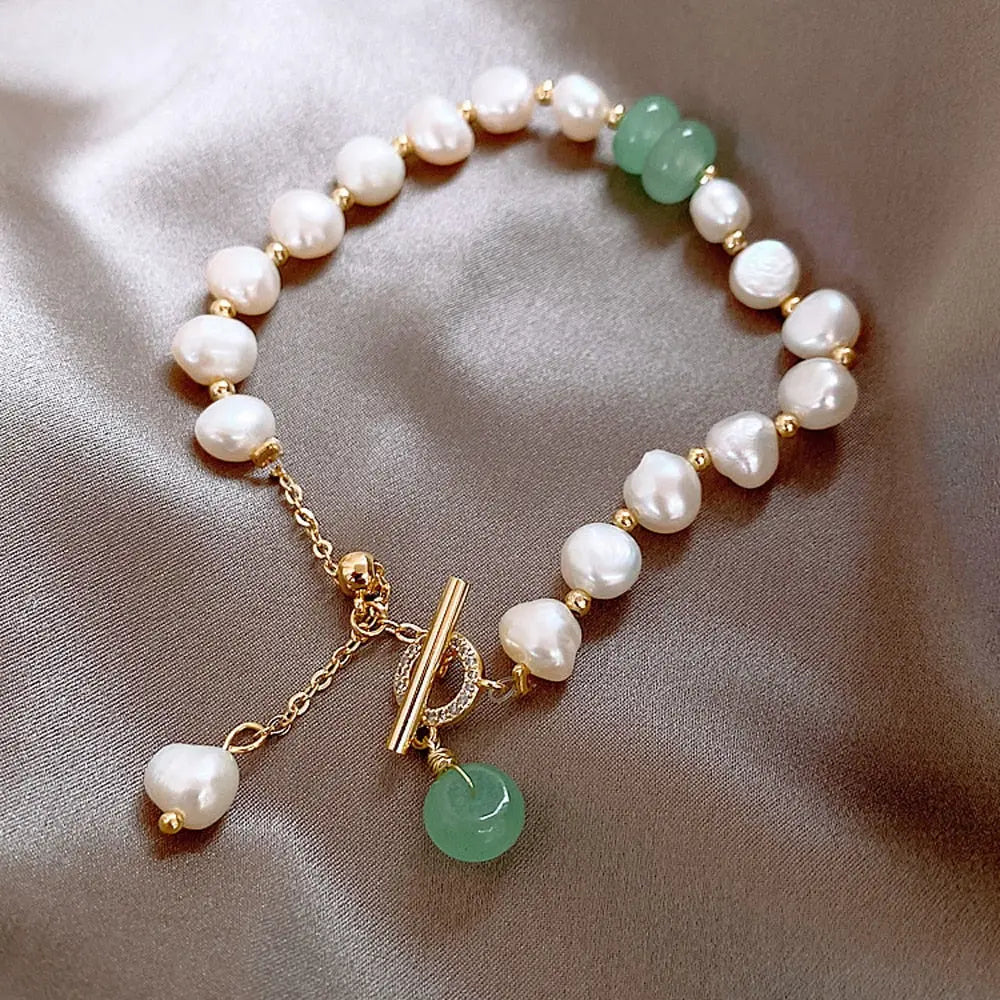 Freshwater Perle & Jade Bracelet