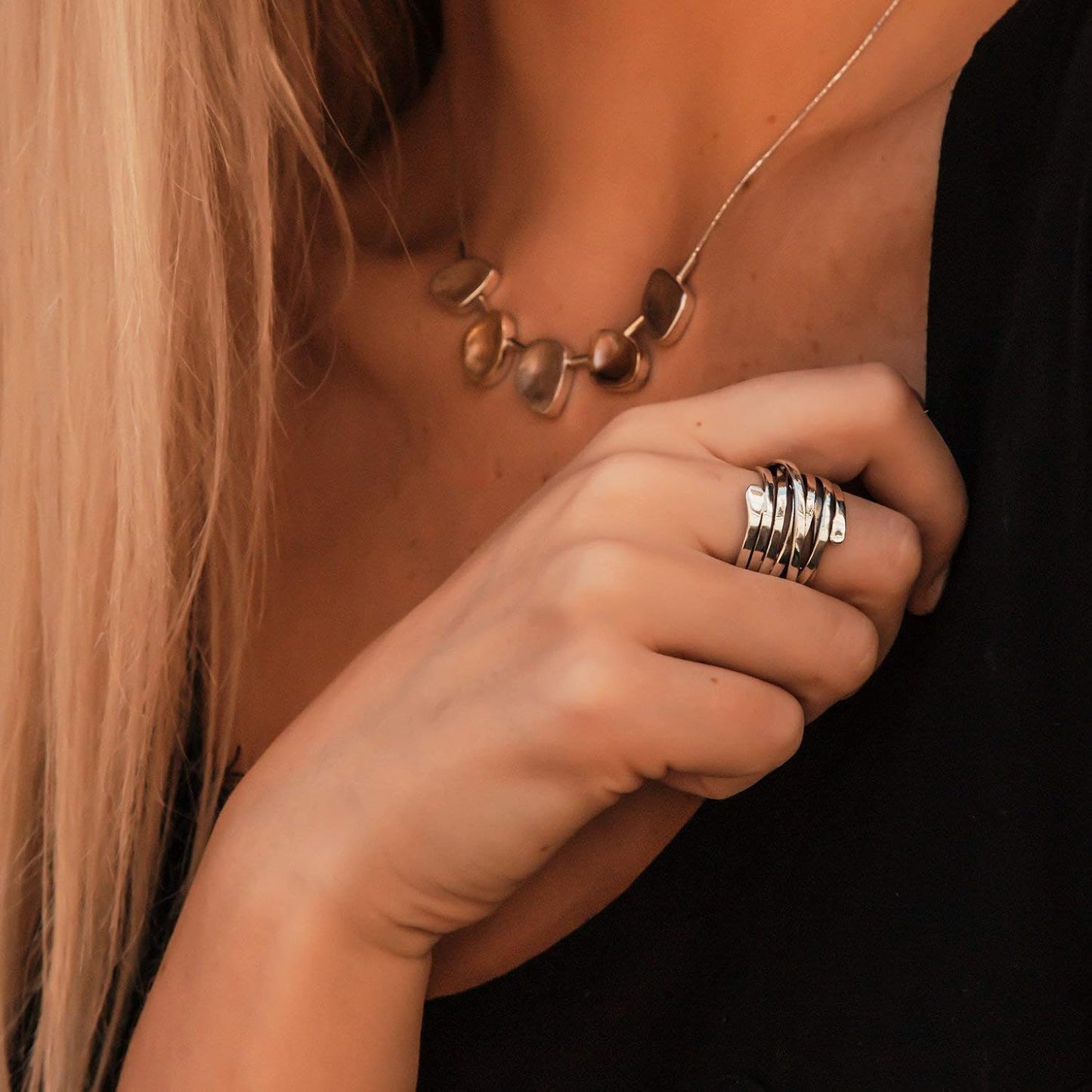 Argent Multi Anneau Enveloppant Bague