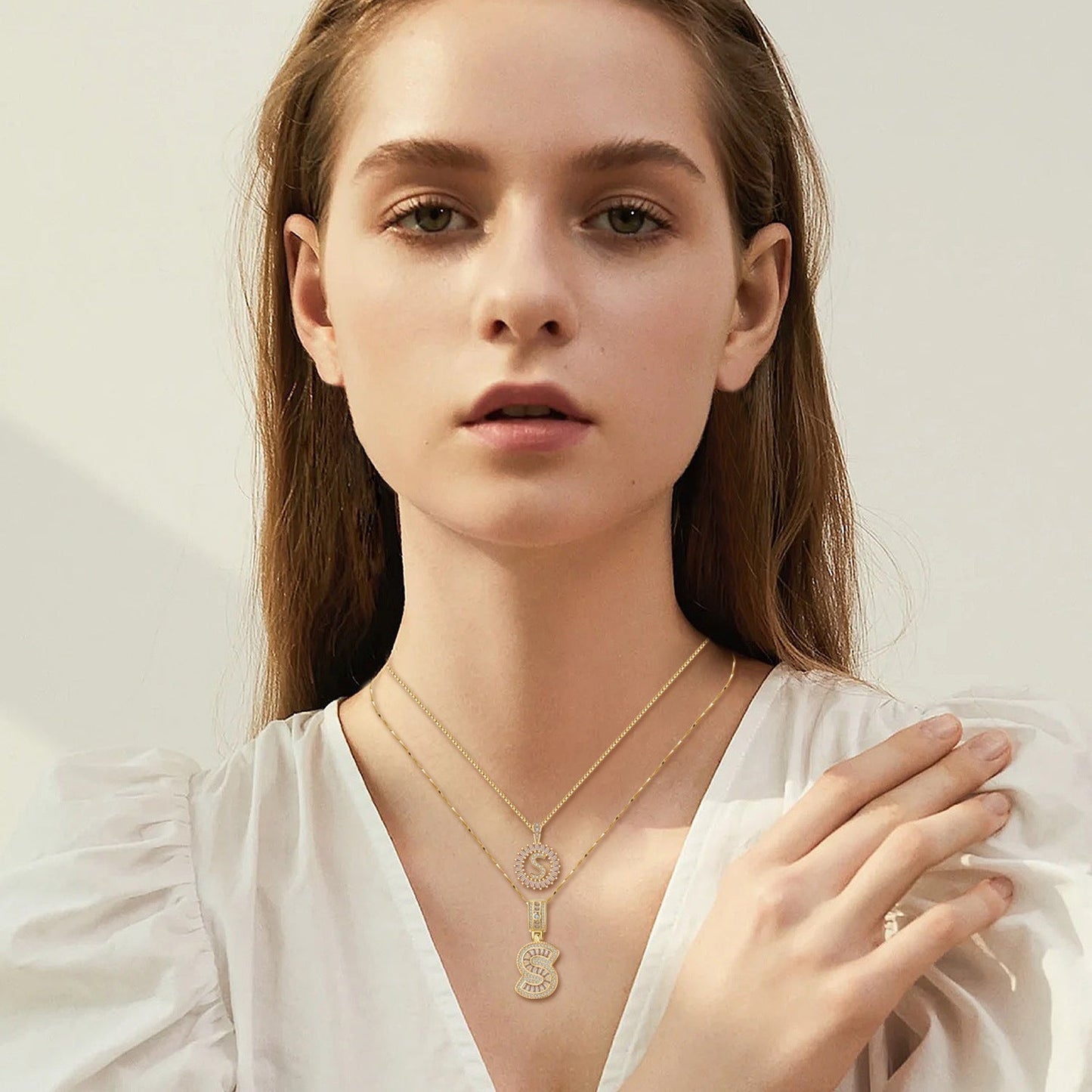Pavé lettre initiale collier set | Or