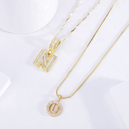 Pavé lettre initiale collier set | Or