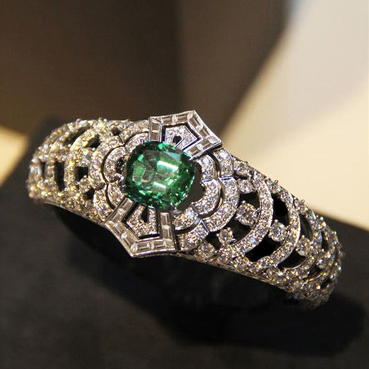 Émeraude Art Deco Bague | Or Blanc