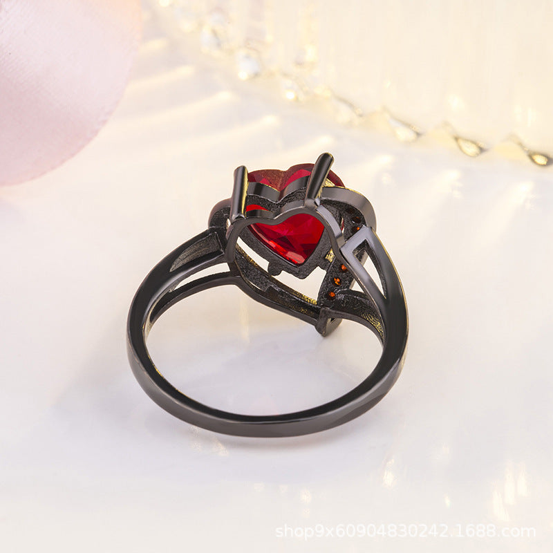 Argent Rubis Cœur Bague
