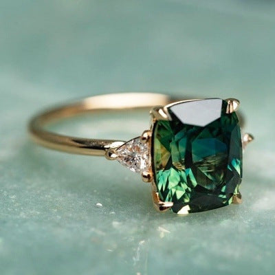 Inspiré Vintage Vert Pierre Précieuse Bague | Or