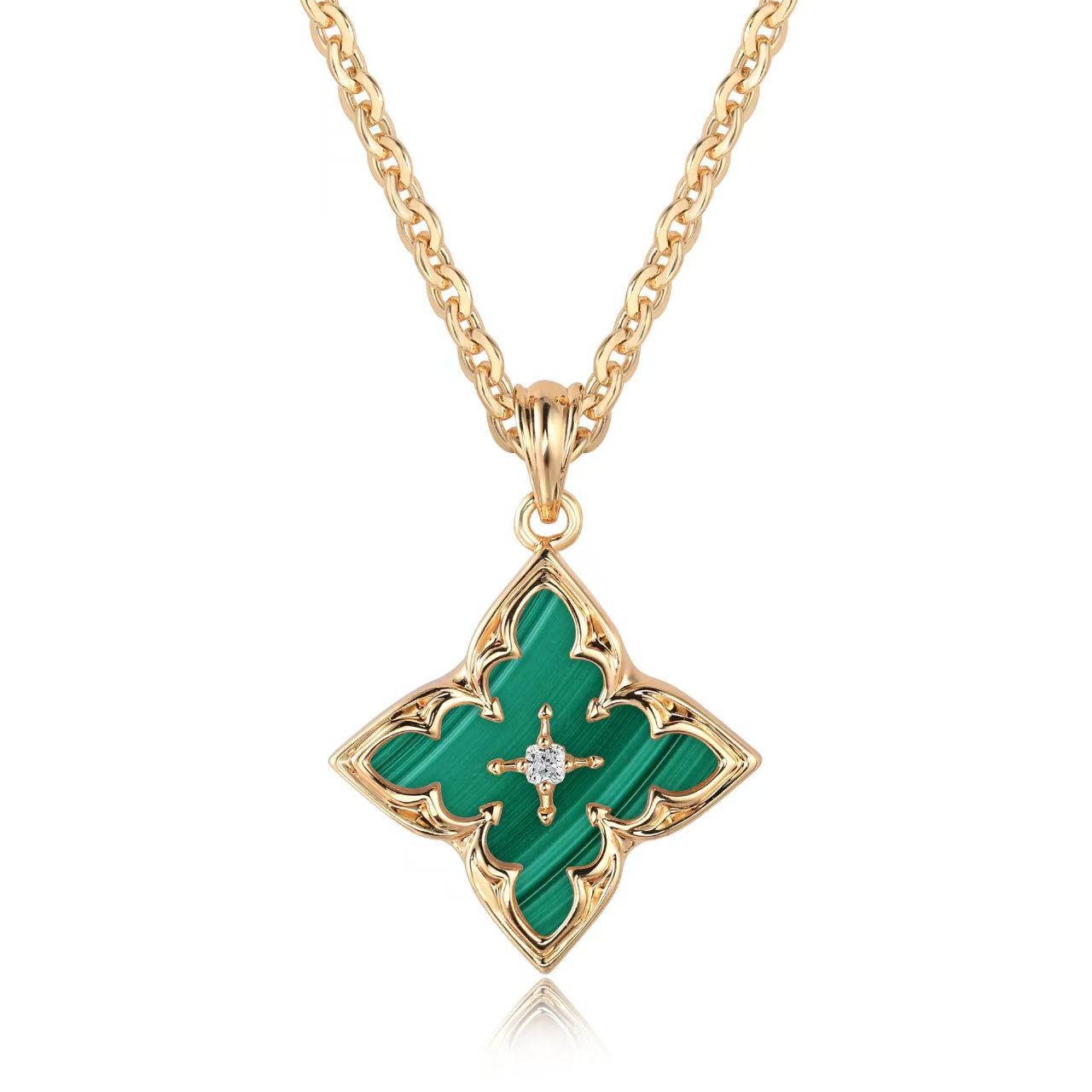 Blanc Clover Collier à Pendentif | Or