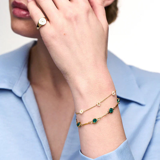 Émeraude Maillon Bracelet Chaîne | Or