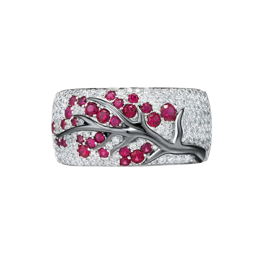 Rubis Blossom Tree Bague | Or Blanc