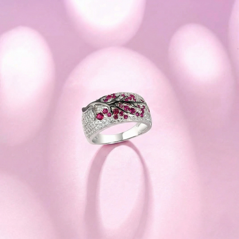 Rubis Blossom Tree Bague | Or Blanc