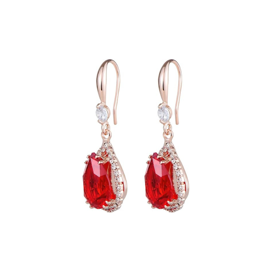 Rubis Goutte Boucles d'Oreilles | Or Rose