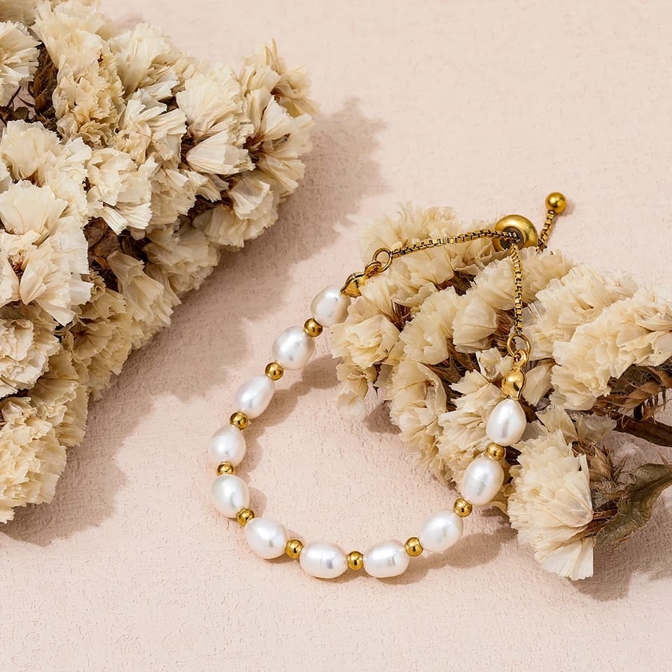 Élégant Perle et Or Bracelet