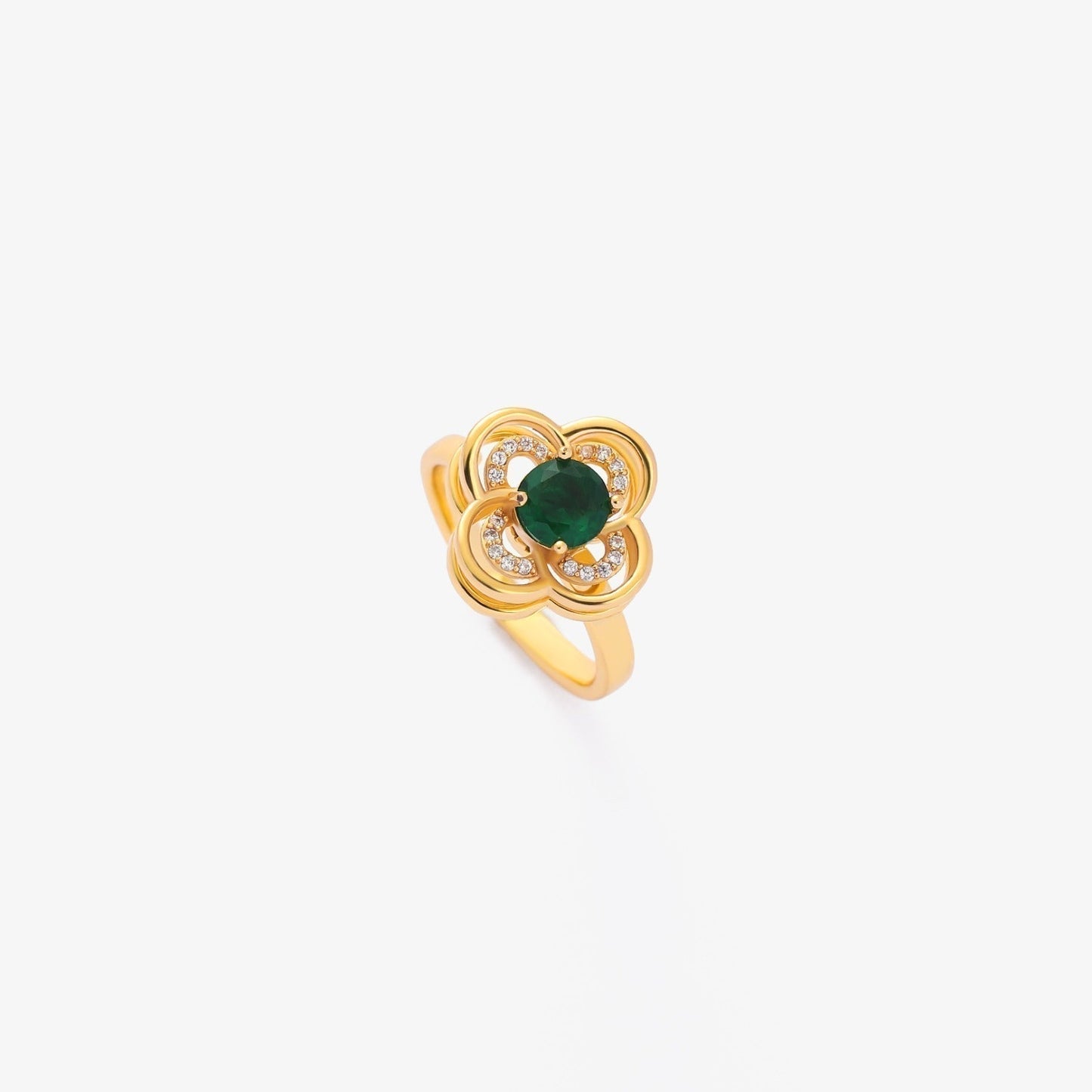 Or Émeraude Blossom Bague