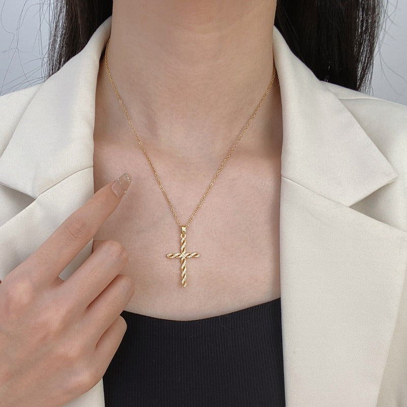 Cristal Twist Croix Collier | Or