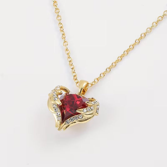 Ange Embrace Rubis Cœur Collier | Or