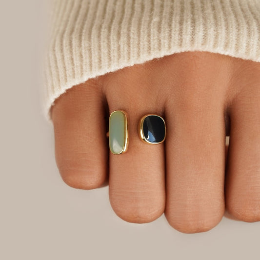 Or Dual Pierre Bague Ouverte